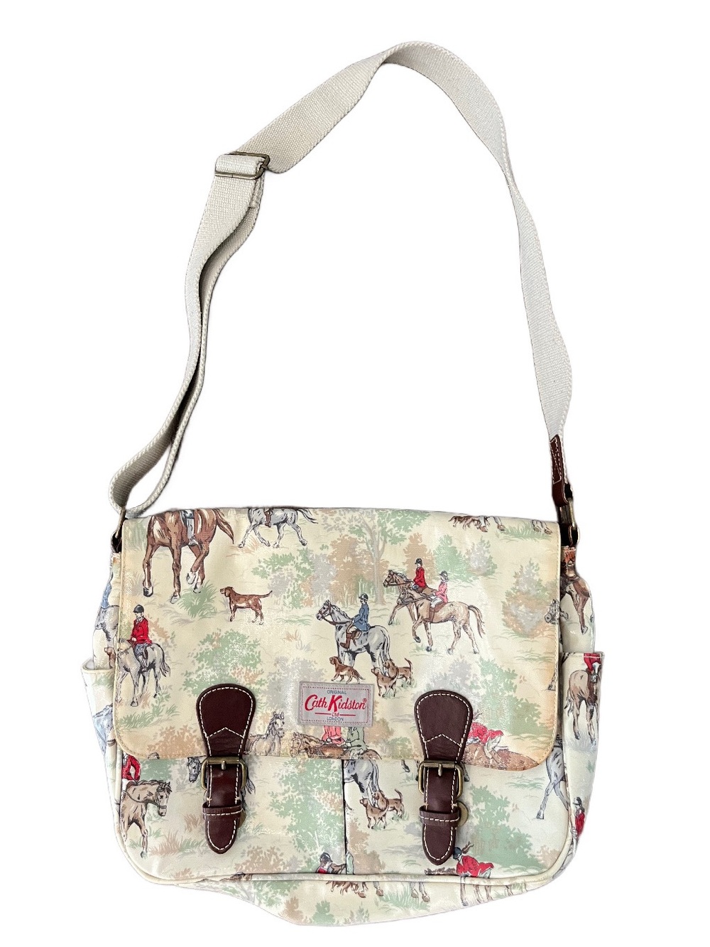 Cath Kidston Cream Equestrian Print Crossbody Satchel Horse Girl Academia Preppy